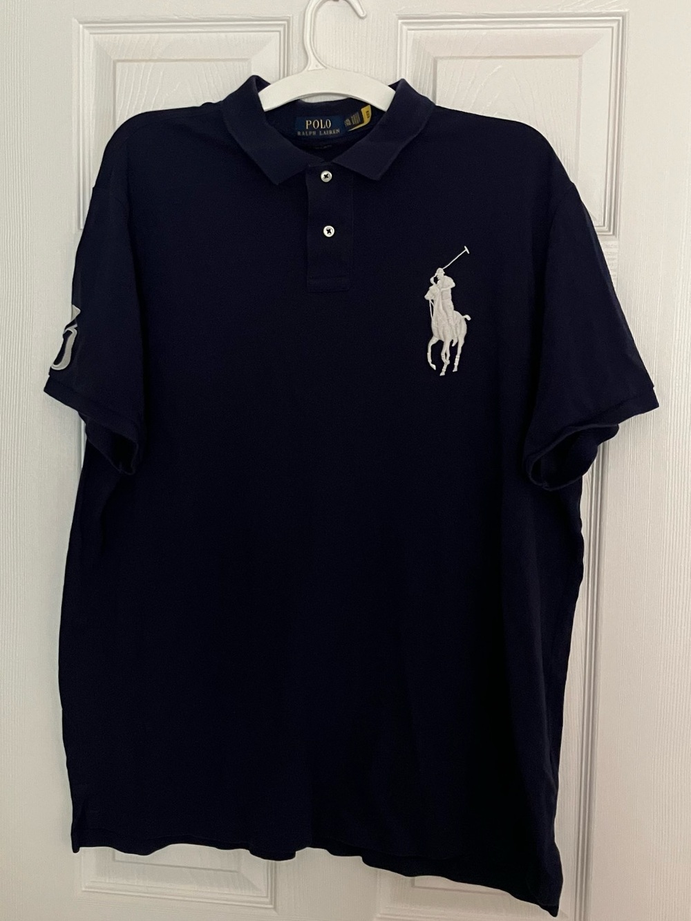 Polo Ralph Lauren Polo Shirt Mens Sz XXL Navy Blue Big Pony Logo Custom Slim Fit